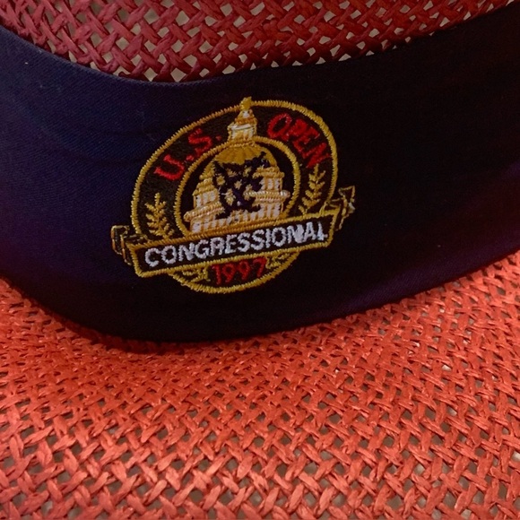 Vtg Golf  Us Open 1997 Congressional Hat Womens Straw Woven Shade Wide Brim Hat main image 10